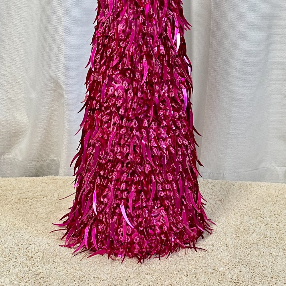 Cone Christmas Tree Pink Beaded Holiday Decor 24" Tall Glam Bling - Picture 3 of 3